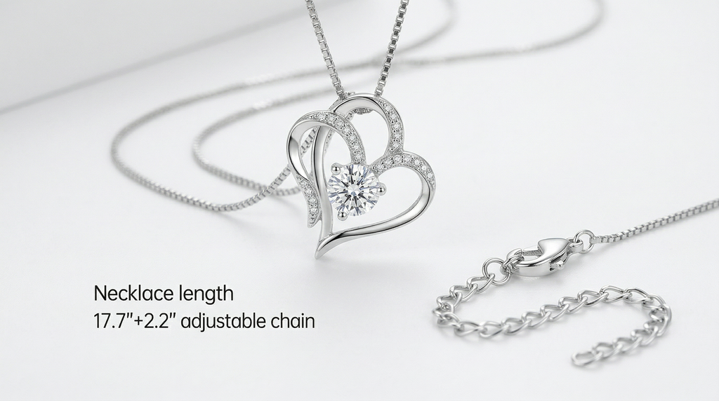Rose Box & Heart Necklace Gift Set